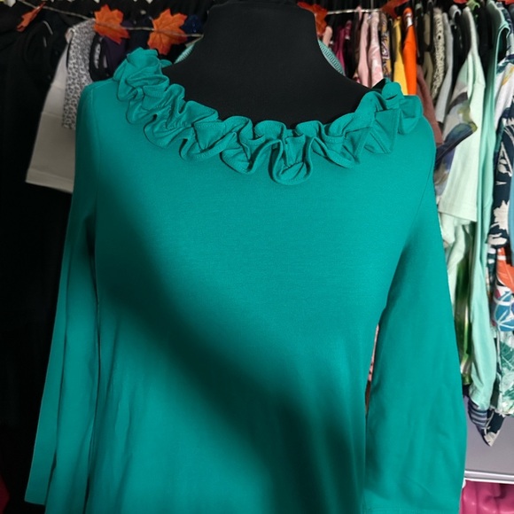 Talbots Vibrant Teal Dress with Ruffle Detail size small - Picture 3 of 6